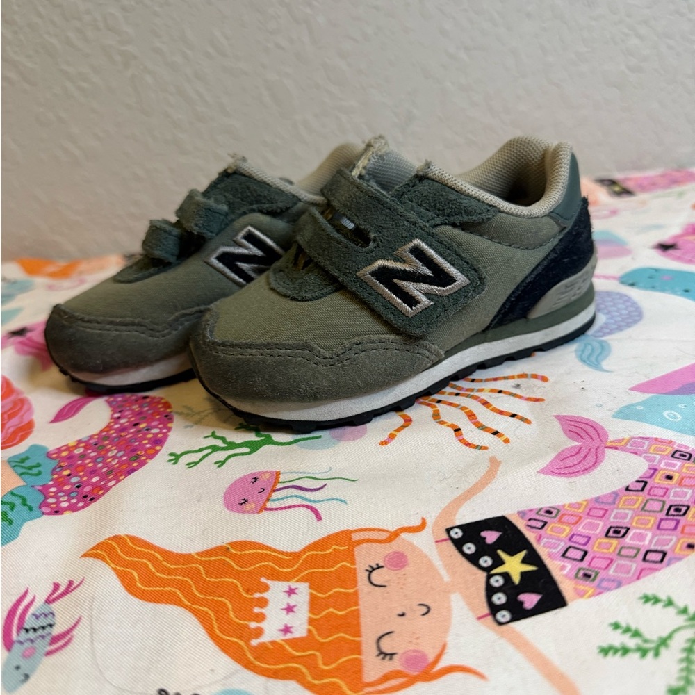 New Balance Kids' Olive and Navy Sneakers